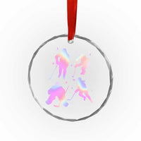 Iridescent Effect Hockey Players Retro Sport Lover Gift Crystal Glass Ornament - Wonder Print Shop