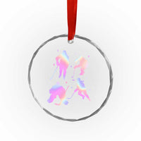 Iridescent Effect Hockey Players Retro Sport Lover Gift Crystal Glass Ornament TS12