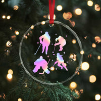 Iridescent Effect Hockey Players Retro Sport Lover Gift Crystal Glass Ornament - Wonder Print Shop
