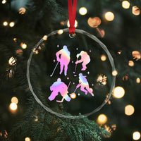 Iridescent Effect Hockey Players Retro Sport Lover Gift Crystal Glass Ornament TS12