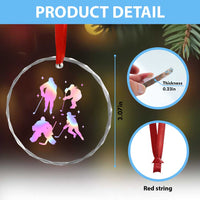 Iridescent Effect Hockey Players Retro Sport Lover Gift Crystal Glass Ornament TS12
