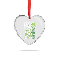 Irish American 250 Years 1776 2026 Patriotic Shamrock Heart Crystal Glass Ornament St Patricks Day Ameria 250th Anniversary