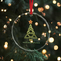 Irish Gaelic Christmas Nollaig Shona Crystal Glass Ornament Celtic Knot Christmas Tree TS11