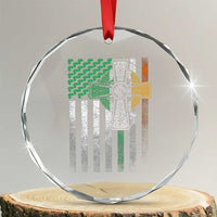 Irish Pride Crystal Glass Ornament American Flag Celtic Cross Shamrock St Patrick's Day - Wonder Print Shop
