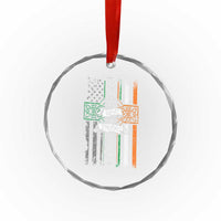 Irish Pride Crystal Glass Ornament American Flag Celtic Cross St Patricks Day TS02