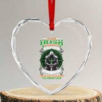 Irish Pride Heart Crystal Glass Ornament I Am Irish I Don't Start Fights But You Can Bet Your Lucky Charms - Wonder Print Shop