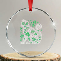Irish Shamrock Cat Graphic Crystal Glass Ornament Saint Patrick Day for Cat Lovers - Wonder Print Shop