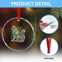 Irish Shamrock Cat Graphic Crystal Glass Ornament Saint Patrick Day for Cat Lovers TS02