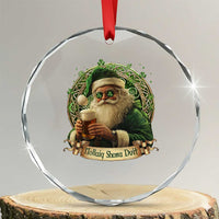 Irish Xmas Crystal Glass Ornament Nollaig Shona Duit Shamrock Santa Drinking Beer TS09