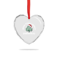 Irish Xmas Heart Crystal Glass Ornament Irish You A Merry Christmas Celtic Shamrock - Wonder Print Shop