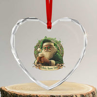 Irish Xmas Heart Crystal Glass Ornament Nollaig Shona Duit Shamrock Santa Drinking Beer - Wonder Print Shop