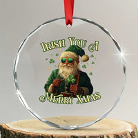 Irish You A Merry Xmas Crystal Glass Ornament Shamrock Santa Ireland Lucky TS09