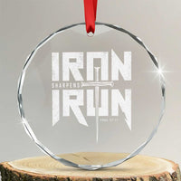 Iron Sharpens Iron Crystal Glass Ornament Christian Bible Scripture Gym Workout