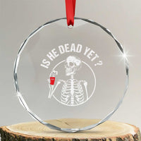 Is He Dead Yet Subtle FDT Crystal Glass Ornament Funny Skeleton Drinking Coffee TS02
