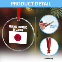 Islamic Republic of Japan Arabic Calligraphy Flag Crystal Glass Ornament Allahu Akbar Presidential Gaffe Satirical