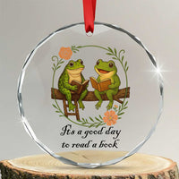It Is A Good Day To Read A Book Crystal Glass Ornament Frog Book Lover TS12