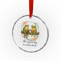 It Is A Good Day To Read A Book Crystal Glass Ornament Frog Book Lover TS12
