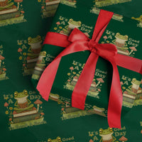 It Is A Good Day To Read A Book Wrapping Paper Roll Funny Frog Reading - Wonder Print Shop