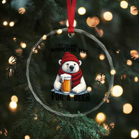 It is The Most Wonderful Time For A Beer Crystal Glass Ornament Funny Polar Bear Drinking Beer TS12