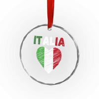 Italian Flag Heart Crystal Glass Ornament Retro Vintage Italia Graphic
