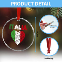 Italian Flag Heart Crystal Glass Ornament Retro Vintage Italia Graphic