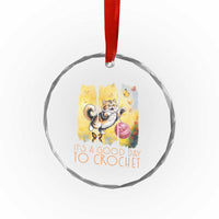 Its A Good Day To Crochet Crystal Glass Ornament Cute Cat Chasing Yarn TS12