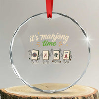 Its Mahjong Time Crystal Glass Ornament Funny Cartoon Mahjong Tiles Gathering Game Night