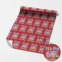 Its My 6th Birthday Kawaii Glitter Dumpling Graphic Wrapping Paper Roll Cute 6 Years Old Rainbow Bday Girl Party