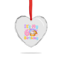 Its My 6th Birthday Kawaii Glitter Dumpling Graphic Heart Crystal Glass Ornament Cute 6 Years Old Rainbow Bday Girl Party