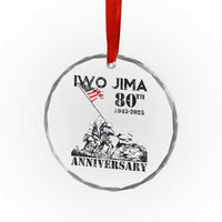 Iwo Jima WWII Veteran Crystal Glass Ornament 80th Anniversary 4th of July US Flag - Wonder Print Shop
