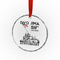 Iwo Jima WWII Veteran Crystal Glass Ornament 80th Anniversary 4th of July US Flag TS02