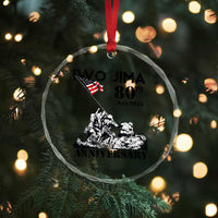 Iwo Jima WWII Veteran Crystal Glass Ornament 80th Anniversary 4th of July US Flag TS02