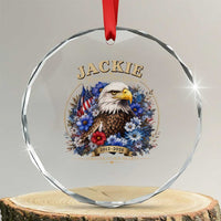 Jackie Bald Eagle Crystal Glass Ornament Forever Our Queen And In Our Hearts USA Floral