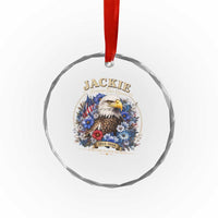 Jackie Bald Eagle Crystal Glass Ornament Forever Our Queen And In Our Hearts USA Floral
