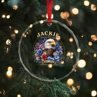 Jackie Bald Eagle Crystal Glass Ornament Forever Our Queen And In Our Hearts USA Floral