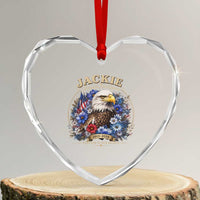 Jackie Bald Eagle Heart Crystal Glass Ornament Forever Our Queen And In Our Hearts USA Floral