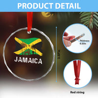 Jamaica Crystal Glass Ornament Retro Vintage Jamaican Pride Flag Lion Of Judah - Wonder Print Shop