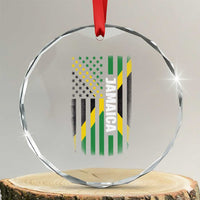 Jamaican American Flag Crystal Glass Ornament Distressed Jamaica America Usa Flag TS10