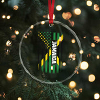 Jamaican American Flag Crystal Glass Ornament Distressed Jamaica America Usa Flag TS10
