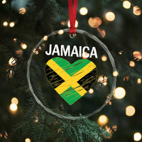 Jamaican Heart Flag Crystal Glass Ornament Patriotic Jamaica Girls Proud Jamaican Roots - Wonder Print Shop