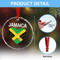 Jamaican Heart Flag Crystal Glass Ornament Patriotic Jamaica Girls Proud Jamaican Roots - Wonder Print Shop