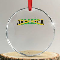 Jamaican Pride Crystal Glass Ornament Retro Jamaica Flag Distressed Varsity Lettering Style - Wonder Print Shop