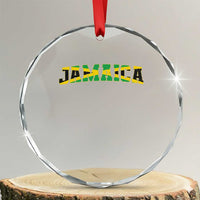 Jamaican Pride Crystal Glass Ornament Retro Jamaica Flag Distressed Varsity Lettering Style TS10