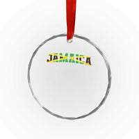 Jamaican Pride Crystal Glass Ornament Retro Jamaica Flag Distressed Varsity Lettering Style TS10