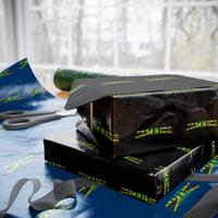 Jamaican Pride Wrapping Paper Roll Retro Jamaica Flag Distressed Varsity Lettering Style - Wonder Print Shop