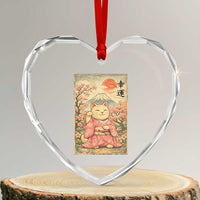 Japanese Anime Maneki Neko Heart Crystal Glass Ornament Kawaii Waving Cat Good Luck Kanji - Wonder Print Shop