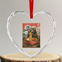 Japanese Groundhog Ramen Noodles Heart Crystal Glass Ornament Funny Kawaii Anime - Wonder Print Shop