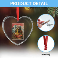 Japanese Groundhog Ramen Noodles Heart Crystal Glass Ornament Funny Kawaii Anime - Wonder Print Shop