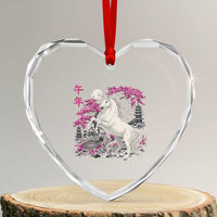 Japanese New Year 2026 Heart Crystal Glass Ornament Year Of The Horse Sakura Cherry Blossom Shrine - Wonder Print Shop