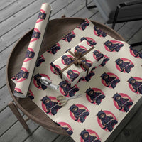 Japanese Ninja Cat Wrapping Paper Roll Ancient Japan Warrior Samurai Tattoo Kawaii Vintage